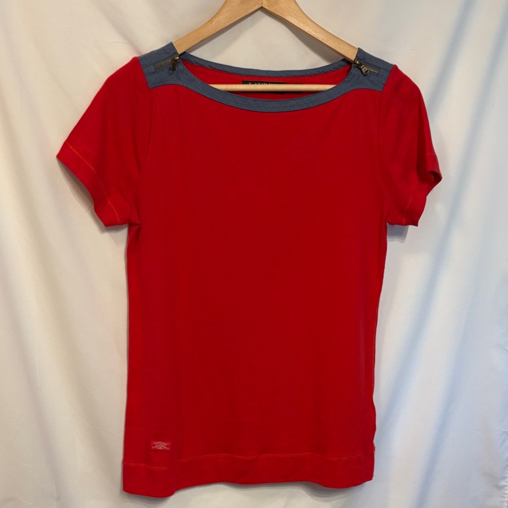 Ralph Lauren Red and Blue Short Sleeve Top